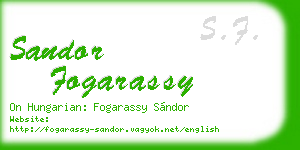 sandor fogarassy business card